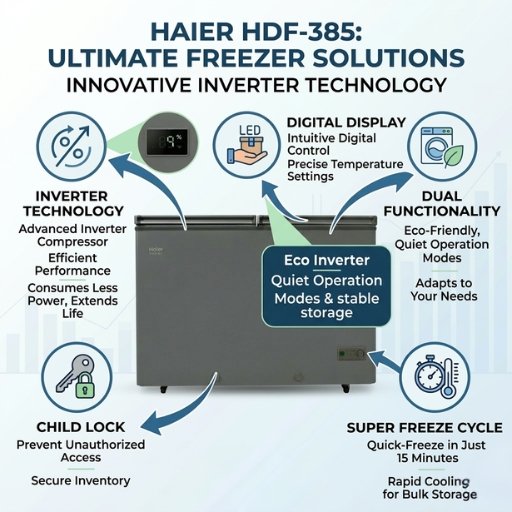 HDF-385 Inverter Grey Deep Freezer - Image 3
