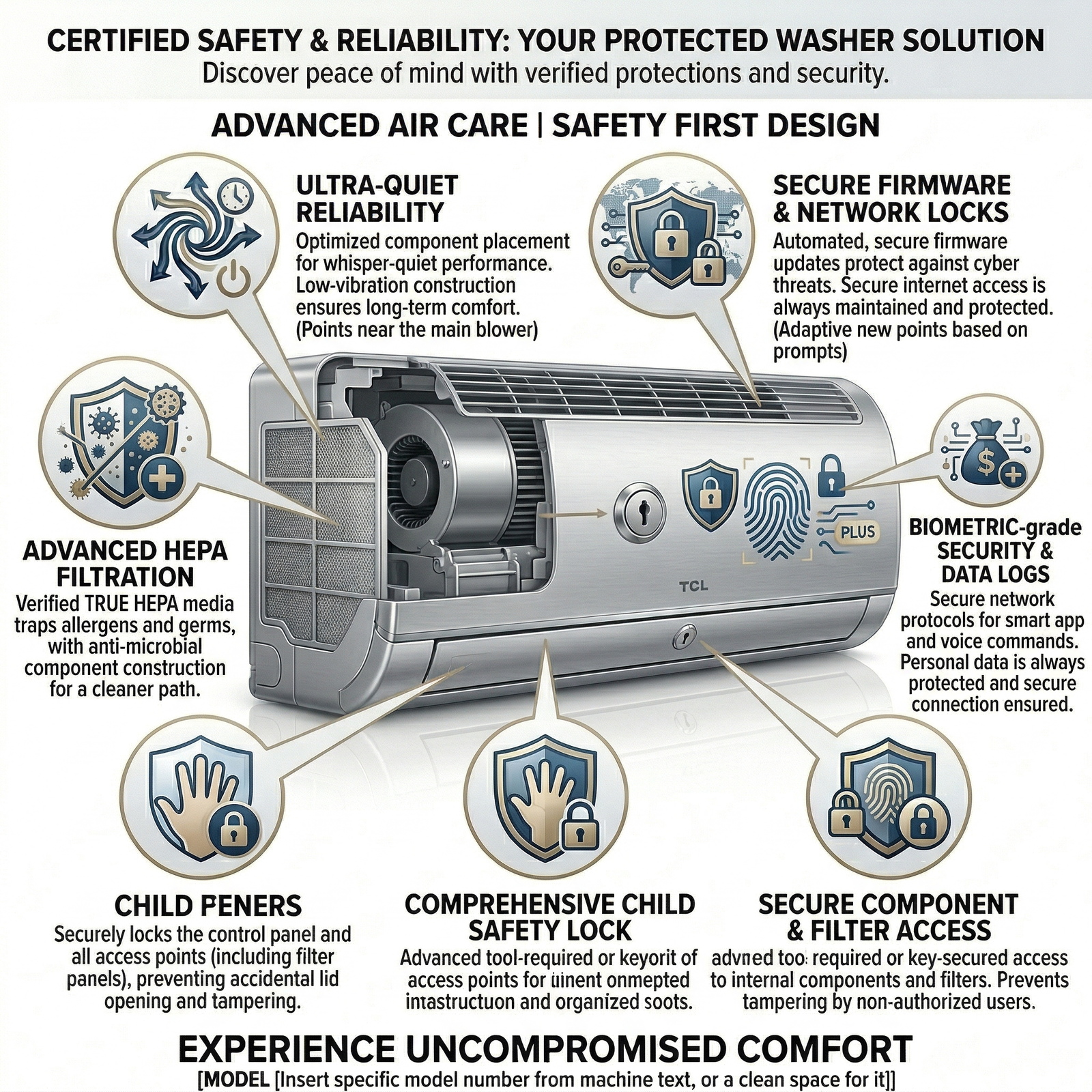 TCL 12T5-FRESH 1 Ton Inverter Split Air Conditioner – Heat and Cool – T3 Compressor - Image 3