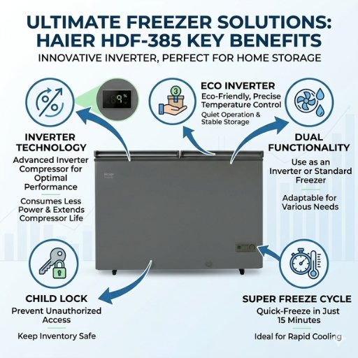 HDF-385 Inverter Grey Deep Freezer - Image 4