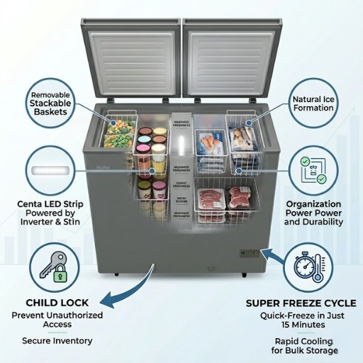 HDF-385 Inverter Grey Deep Freezer - Image 2