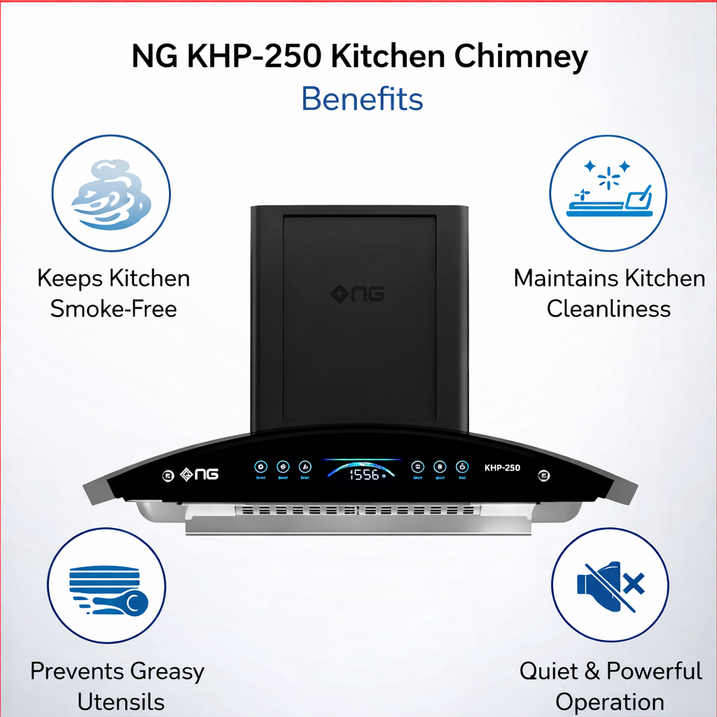 KHD-250 KITCHEN HOODS (NASGAS) Copper Motor, Glass, Large Size Metal Bolower - Image 3