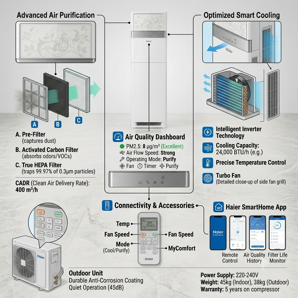 Haier Inverter Cabinet AC 2.0-Ton 24HEDC With Wifi