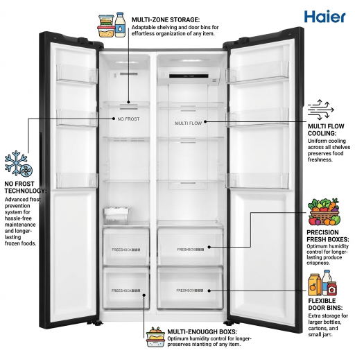 Haier Refrigerator HRF-622 ICG SBS - Image 3
