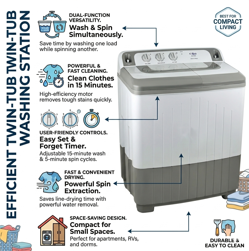 SA-280 WASHERS (SUPER ASIA) Twin Tub - Image 4