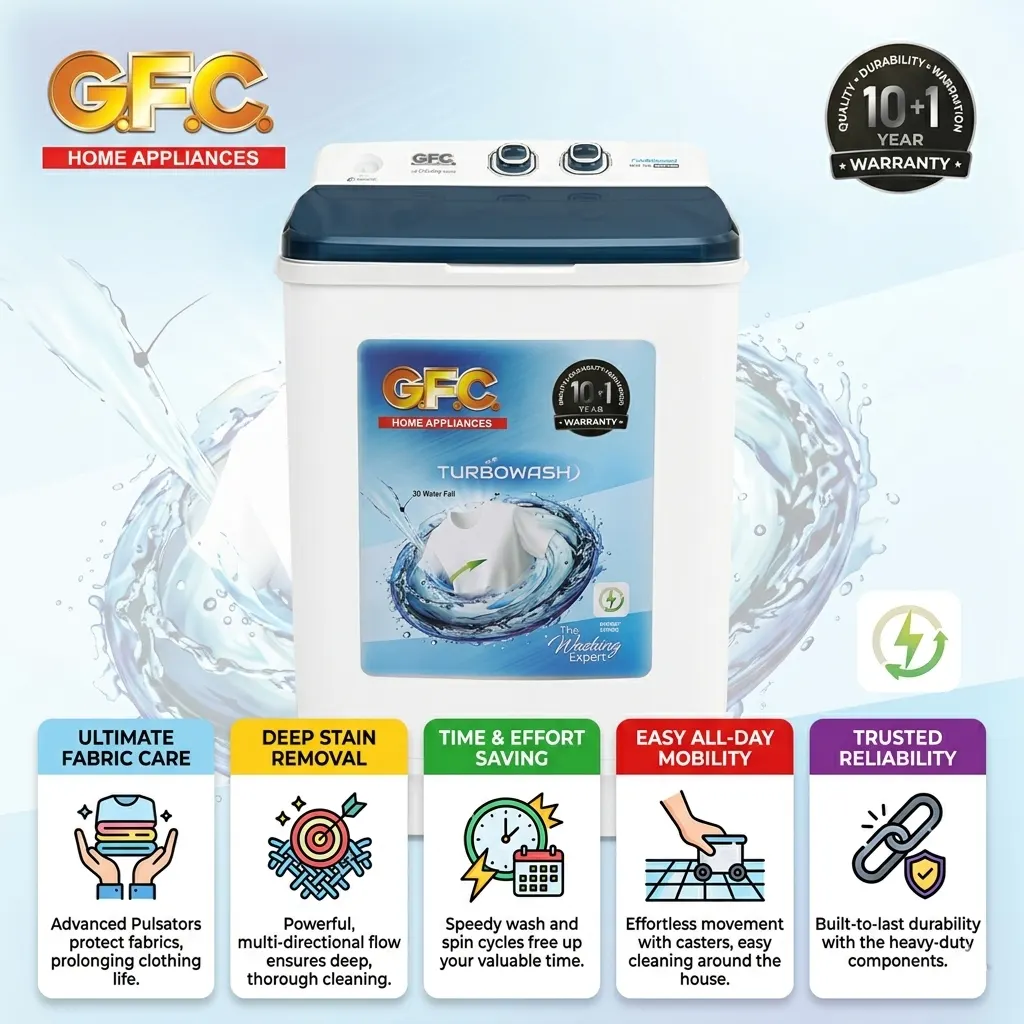 G.F.C Washing Machine Full Plastic Shower Wash Transparent Lid 1210 Max - Image 2
