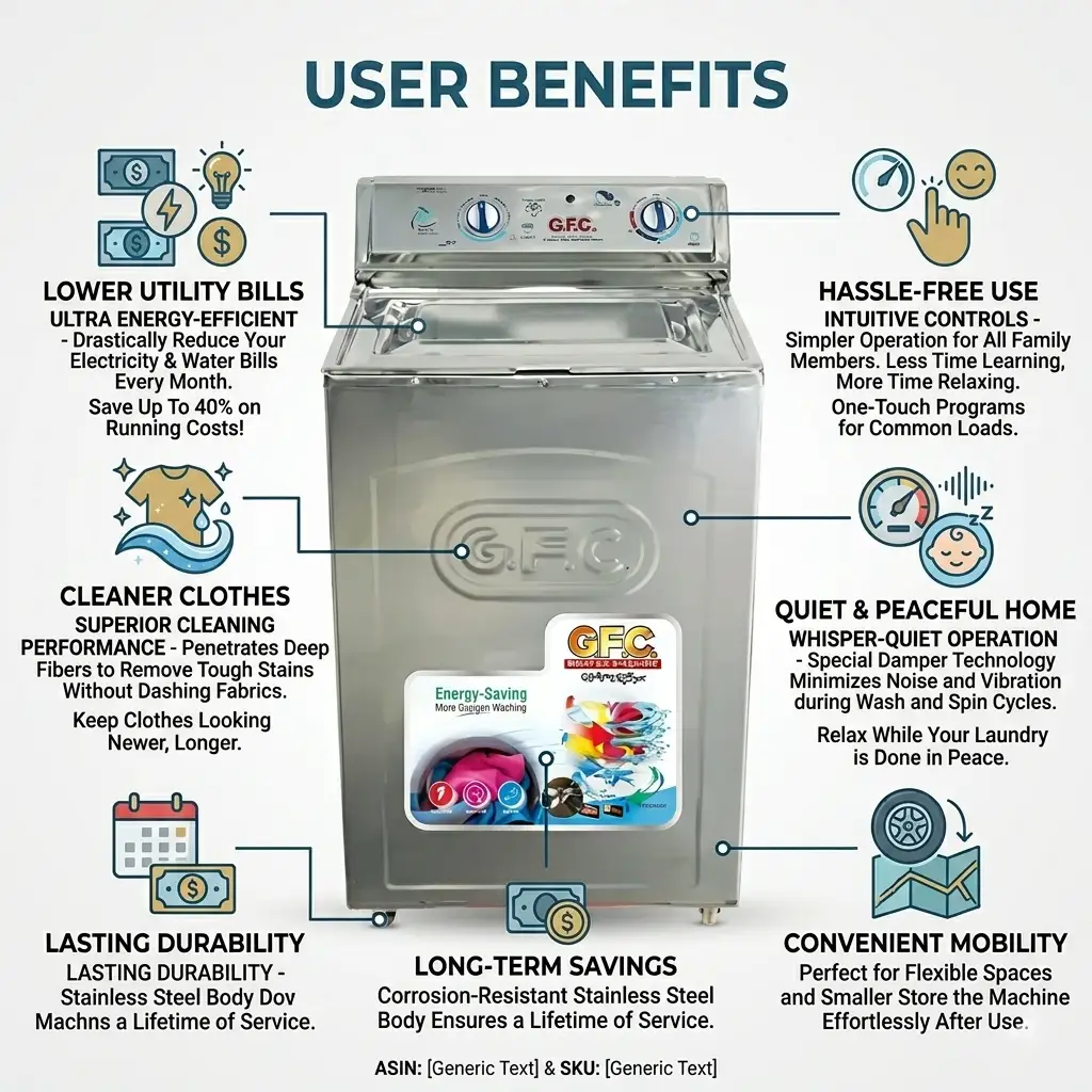 G.F.C Washing Machine Metal Body & Steel Drum-GF 270 - Image 4