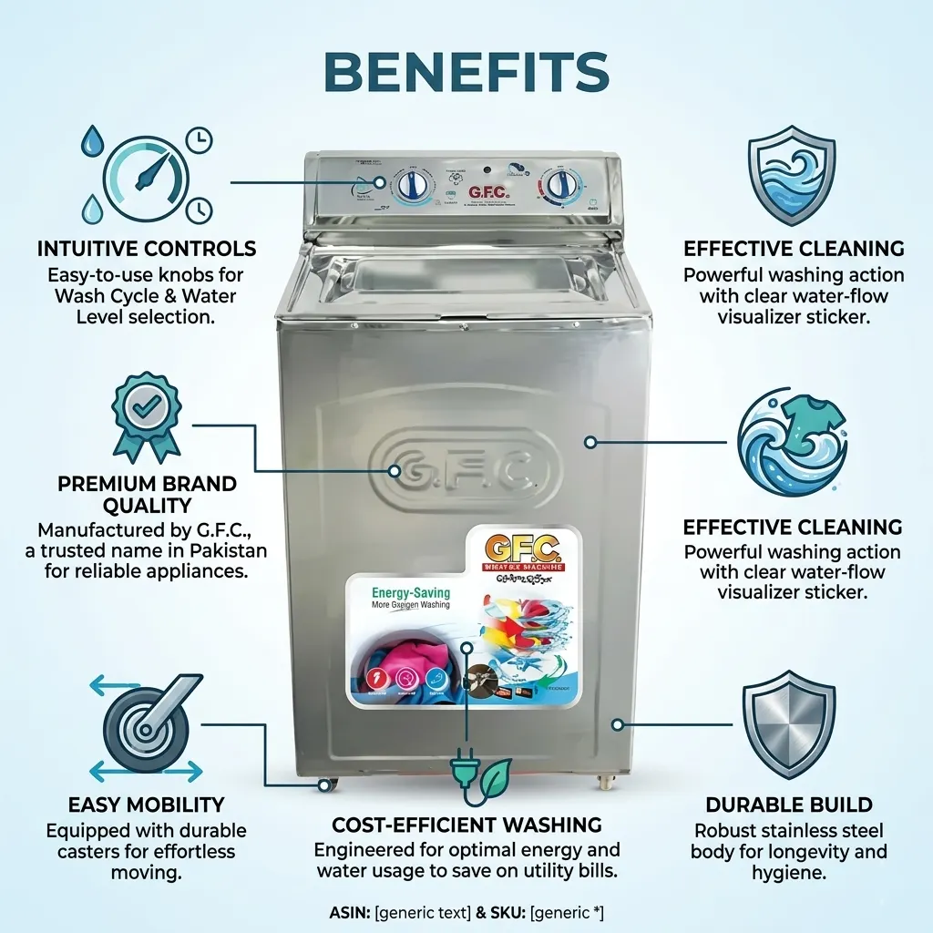 G.F.C Washing Machine Metal Body & Steel Drum-GF 270 - Image 2