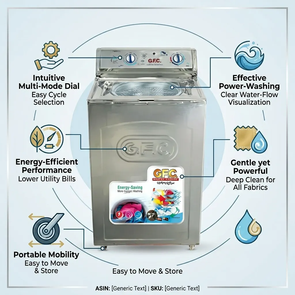G.F.C Washing Machine Metal Body & Steel Drum-GF 270 - Image 3