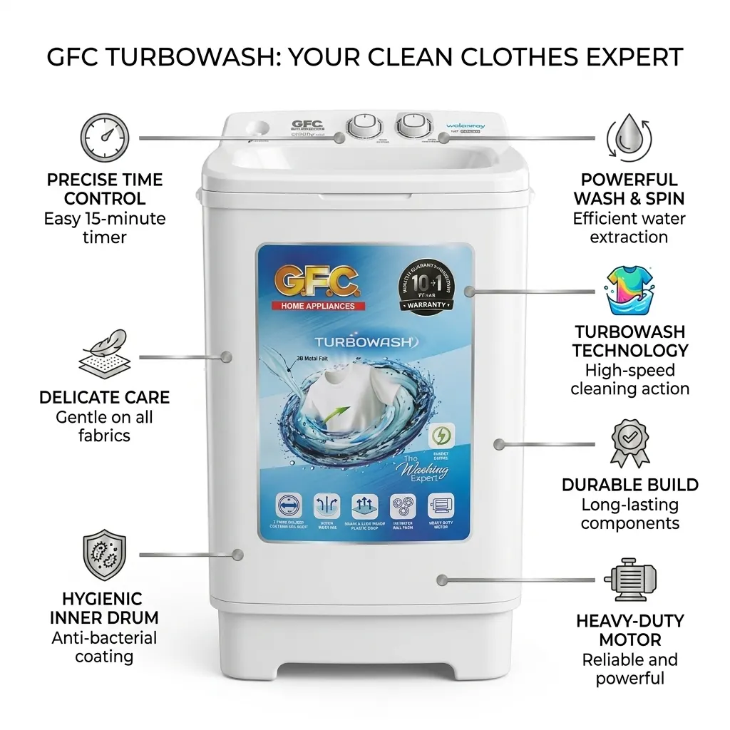 G.F.C Washing Machine Full Plastic Shower Wash Sink Lid 1211 - Image 4