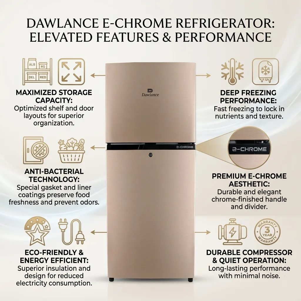 Dawlance Refrigerator 9149 WB Chrome REF E Chrome Series - Image 2
