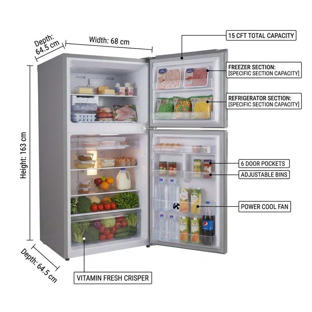 Dawlance Refrigerator 9160LF Chrome Pro Hairline Silver Double Door ( 11 CF ) - Image 8