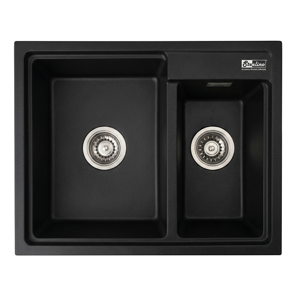 Steeline Granite Sink SL-8245GR (Matte Black - Double Bowl) - Image 2