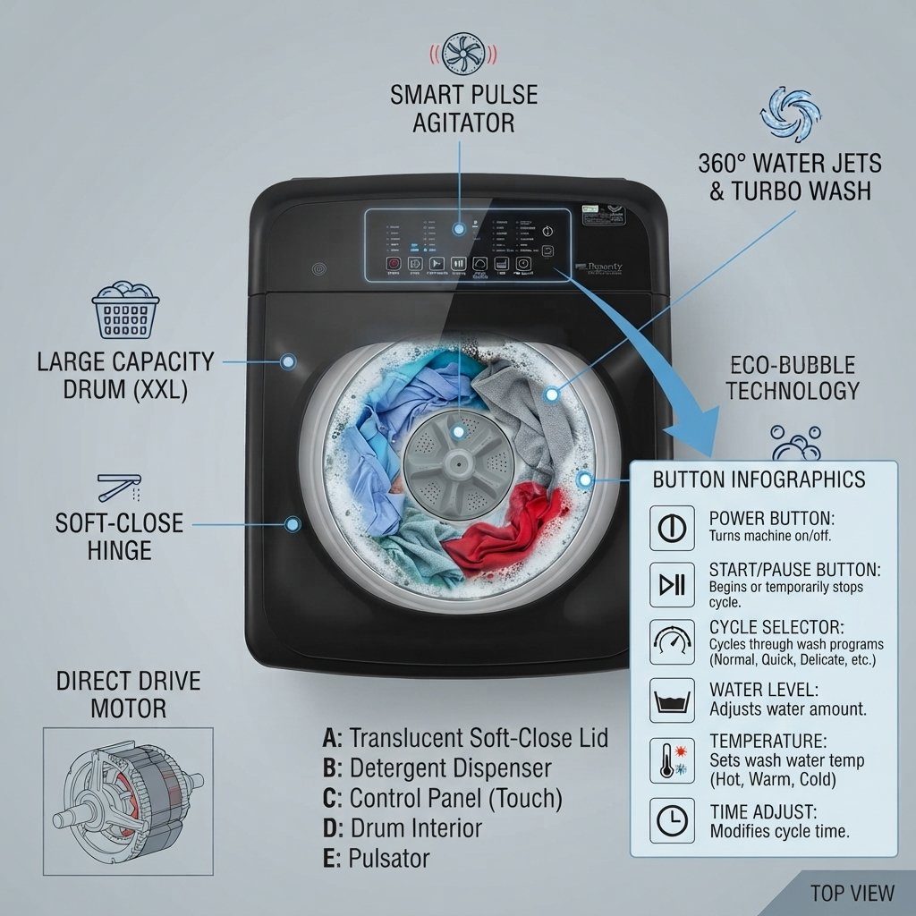 DWT 1006 Mystic Grey Top Load Washing Machine - Image 5